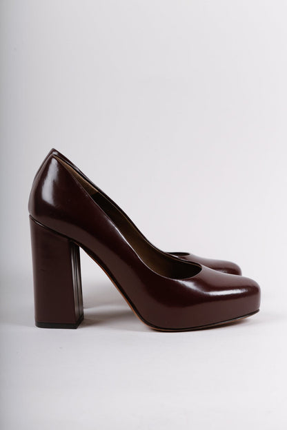 Marni Oxblood Block Heel Pumps