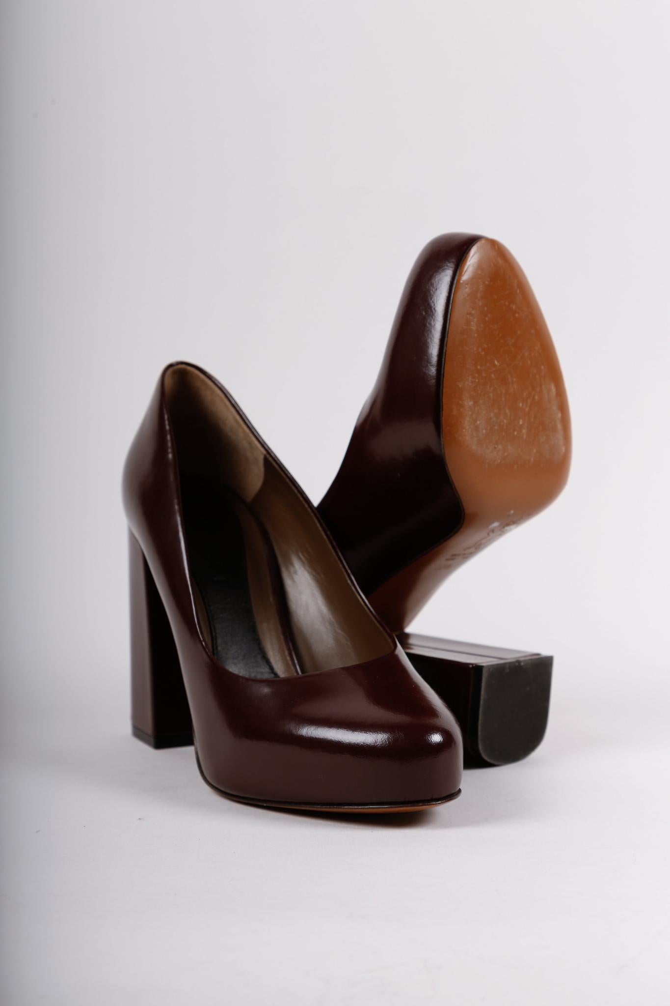 Marni Oxblood Block Heel Pumps