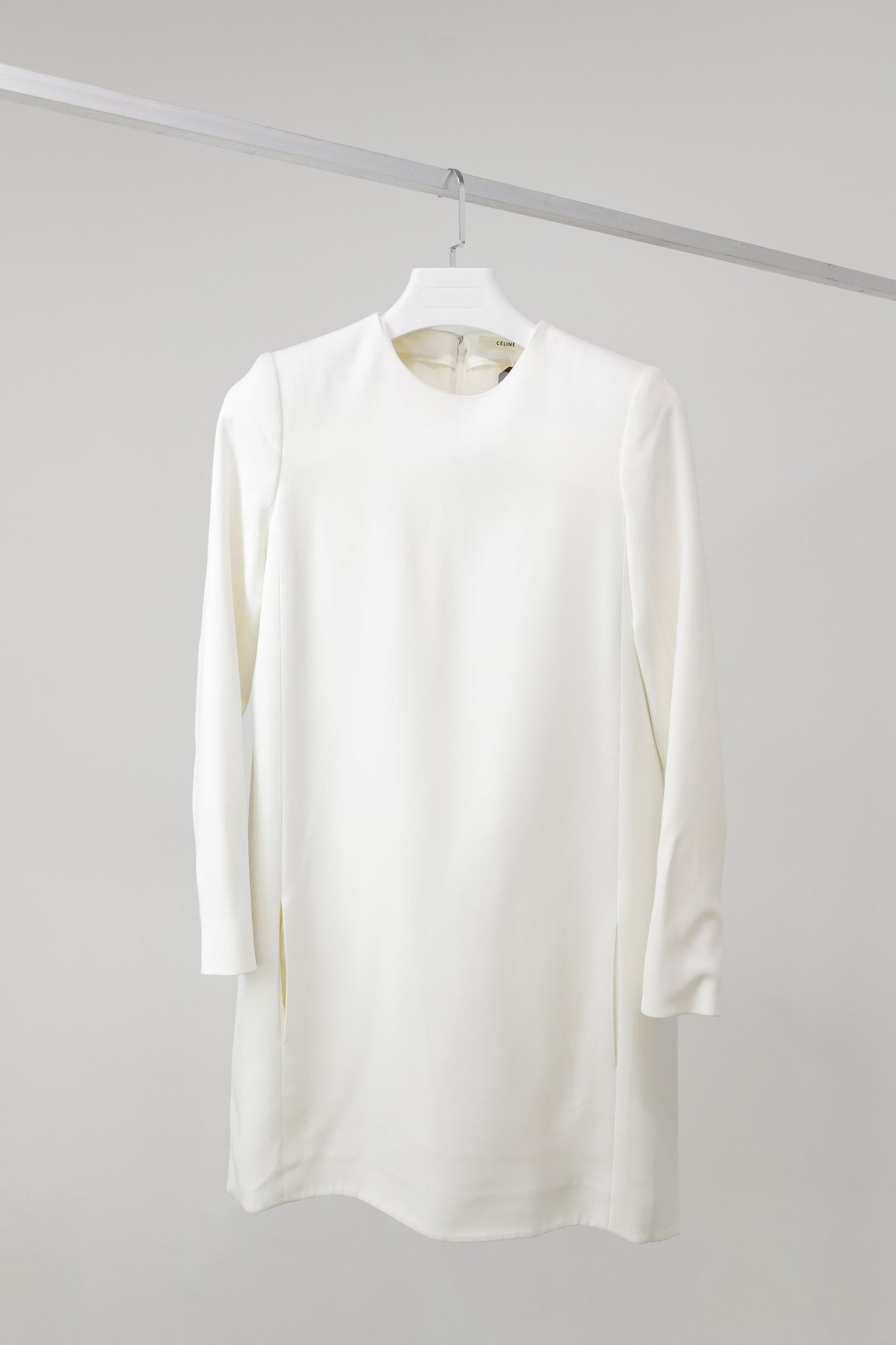 Celine White/Green Shift Dress