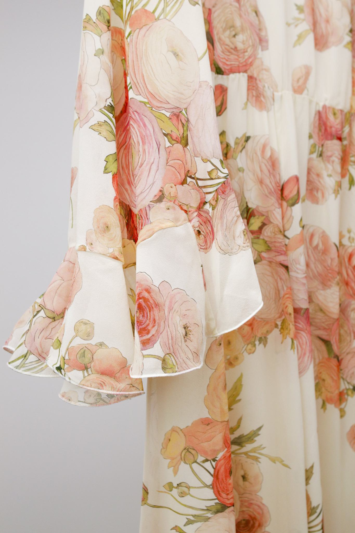 Giambattista Valli Camellia Print Silk Chiffon Gown