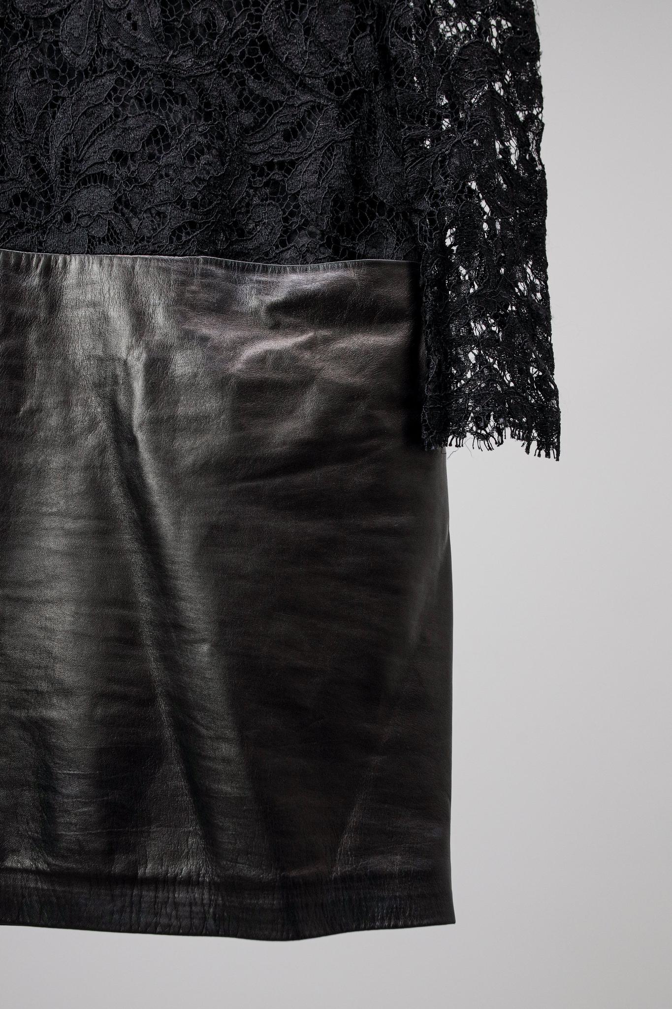 Emilio Pucci Leather and Lace Black Dress