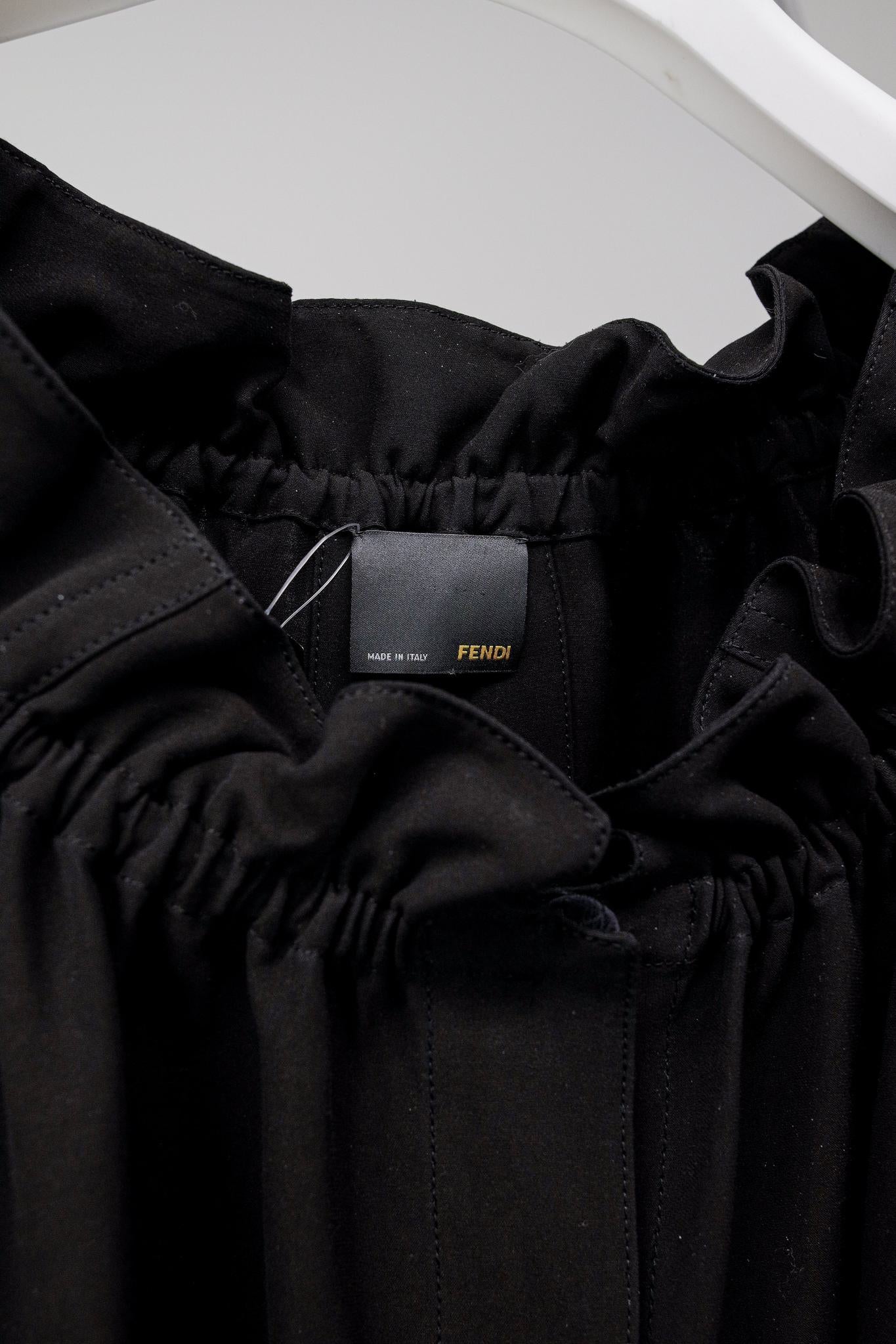 Fendi Black Long Gathered Coat