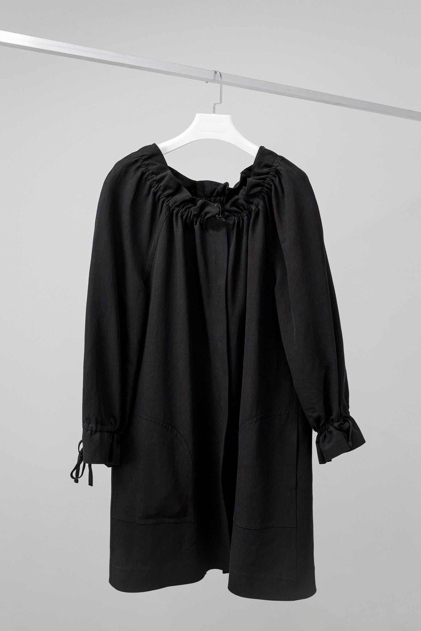 Fendi Black Long Gathered Coat