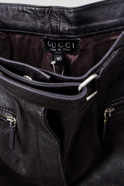 Gucci 90s Tom Ford Era Aubergine Leather Pants