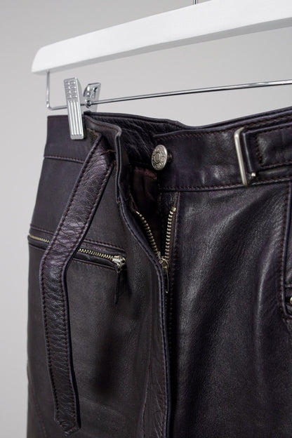 Gucci 90s Tom Ford Era Aubergine Leather Pants