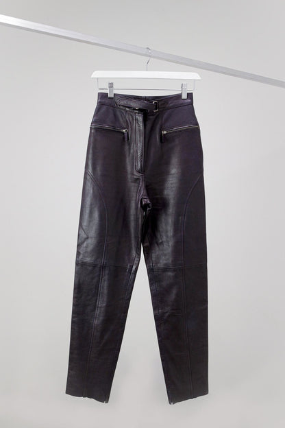 Gucci 90s Tom Ford Era Aubergine Leather Pants