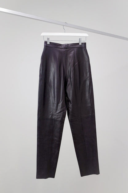 Gucci 90s Tom Ford Era Aubergine Leather Pants