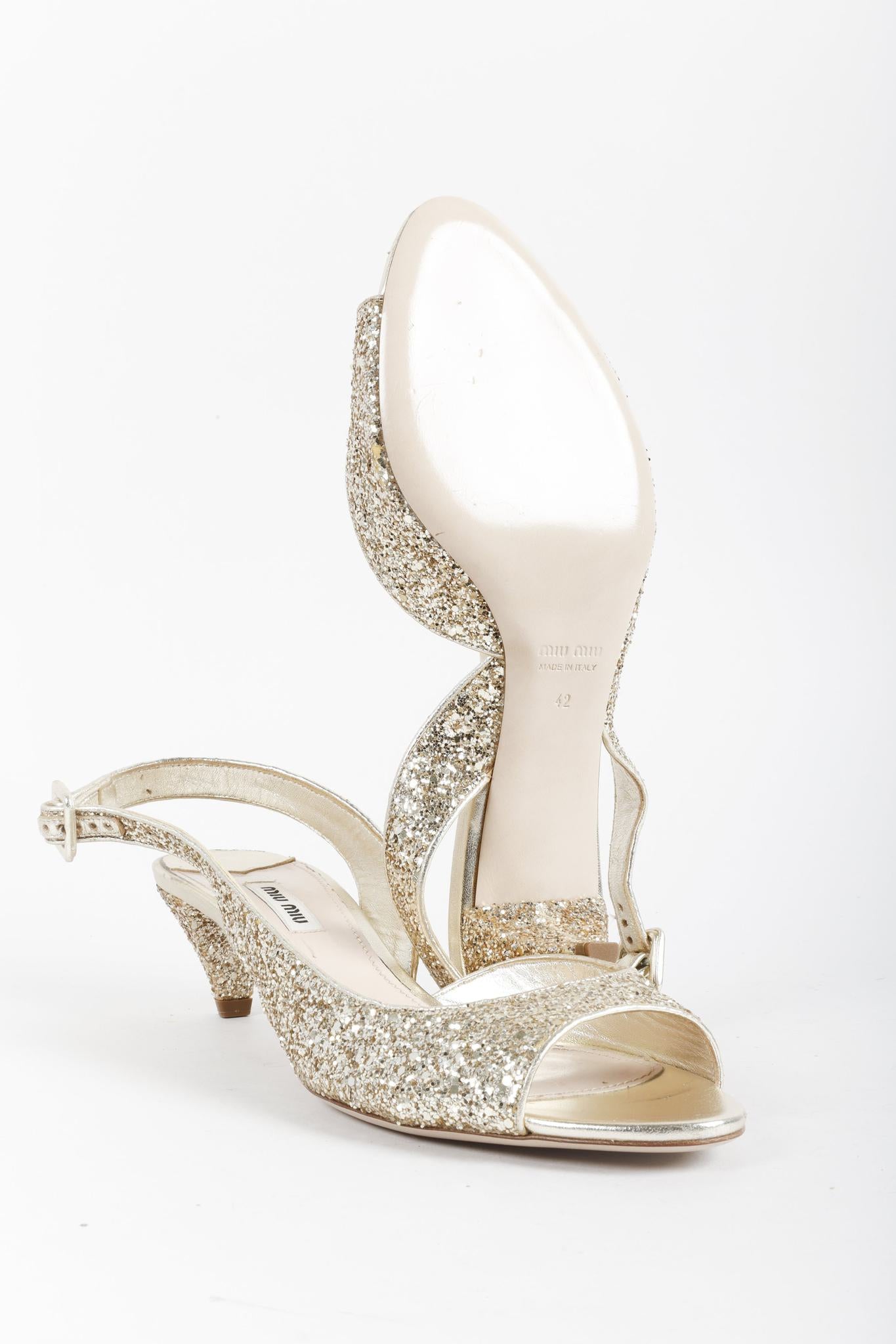 Miu Miu Glitter Slingback Kitten Heels