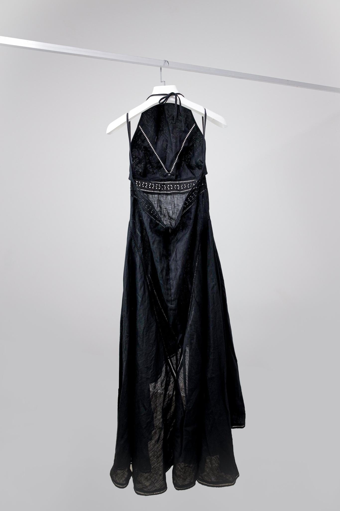 Denis Gagnon SS/16 Black Halter Linen Dress