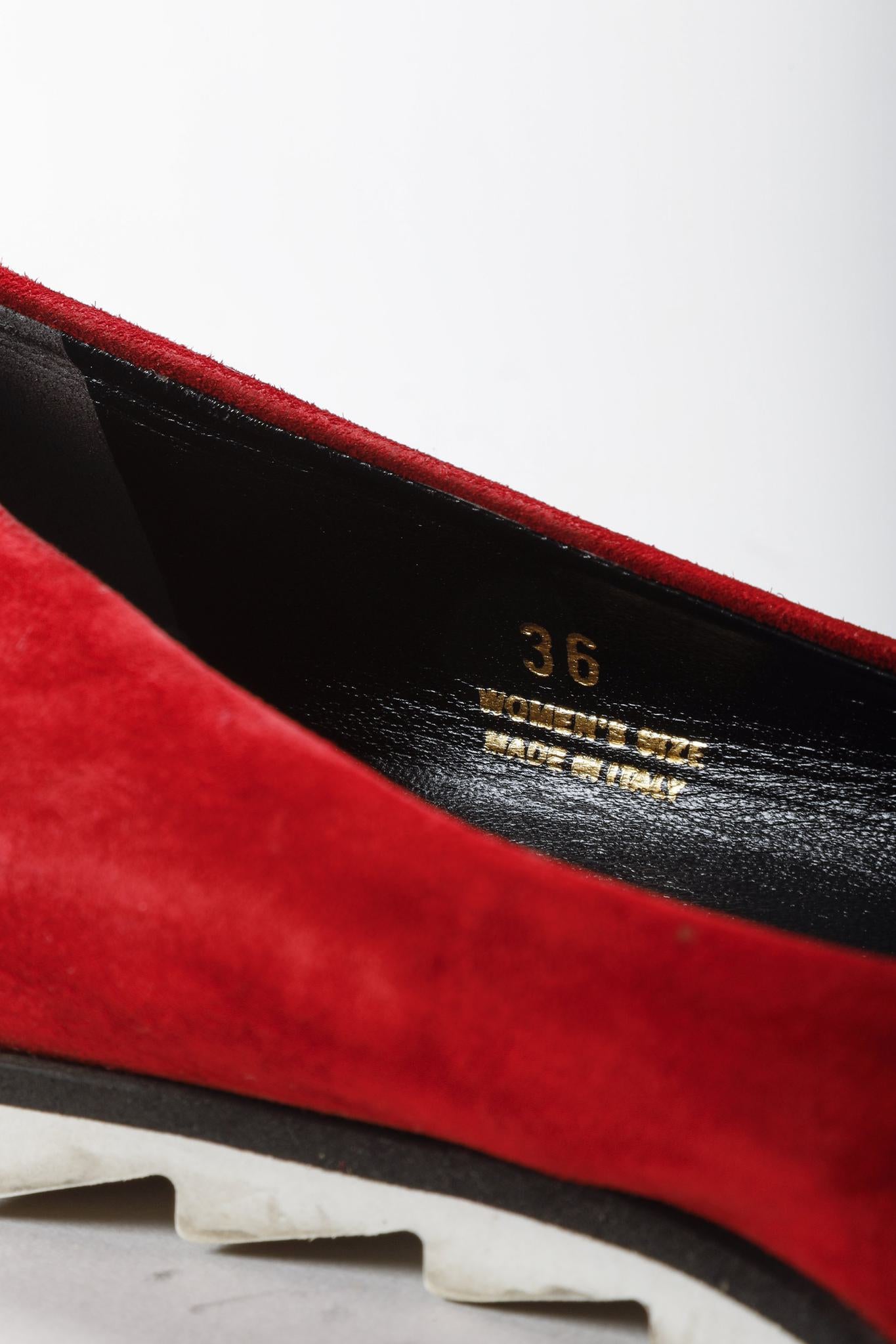 Roger Vivier Viv Gommette Red Suede Flats