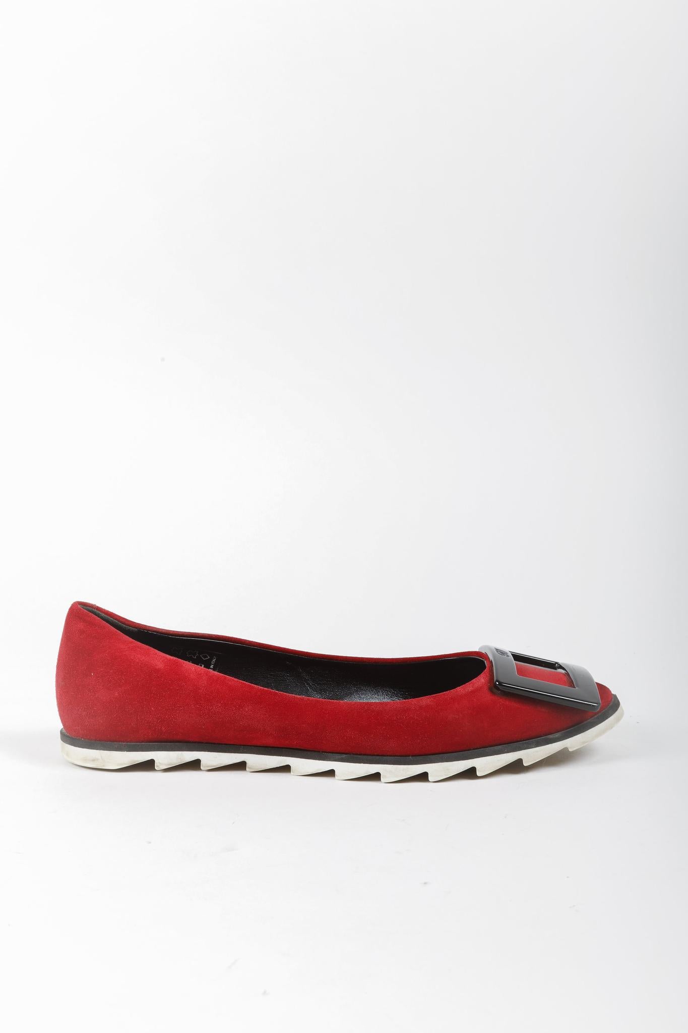 Roger Vivier Viv Gommette Red Suede Flats