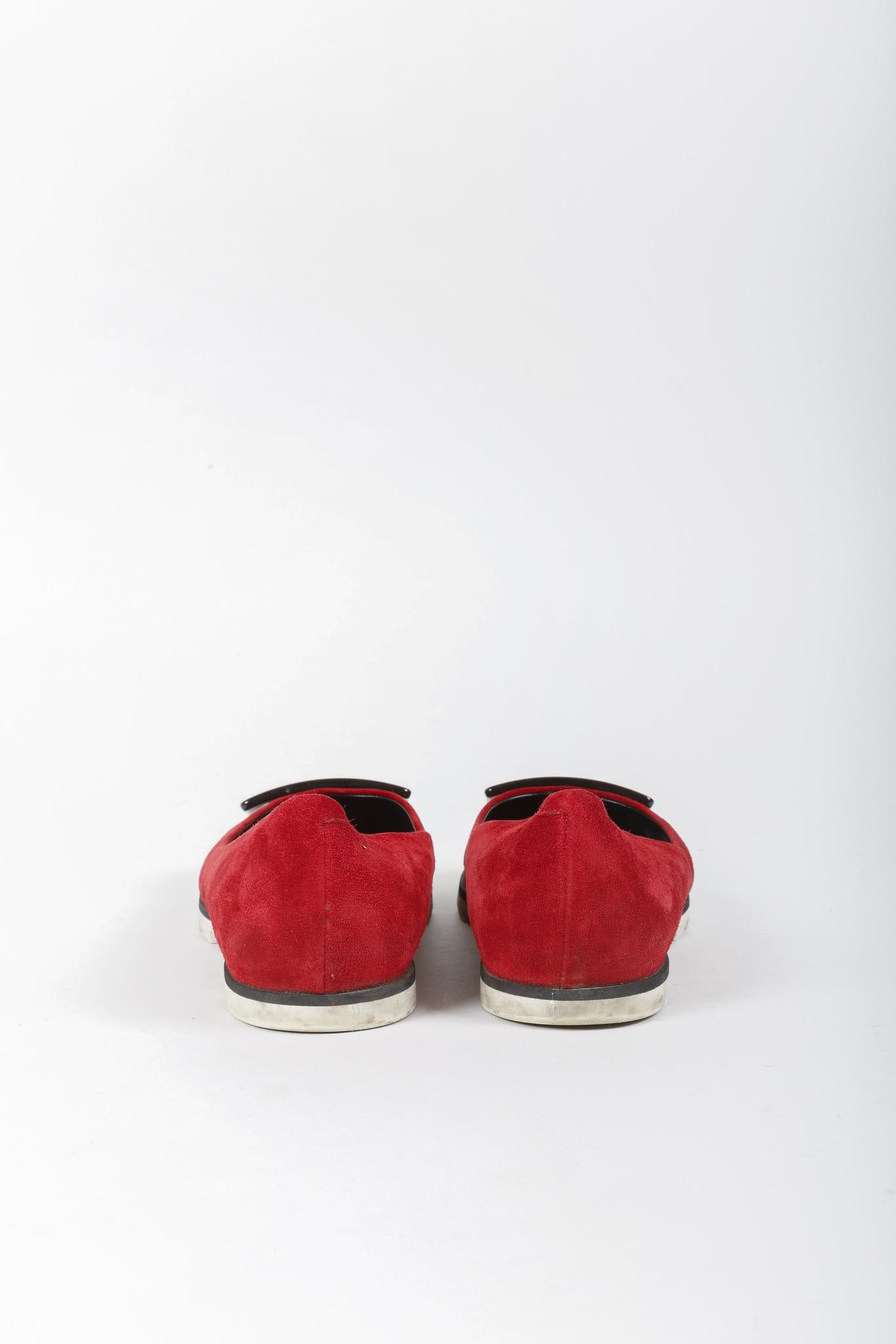 Roger Vivier Viv Gommette Red Suede Flats