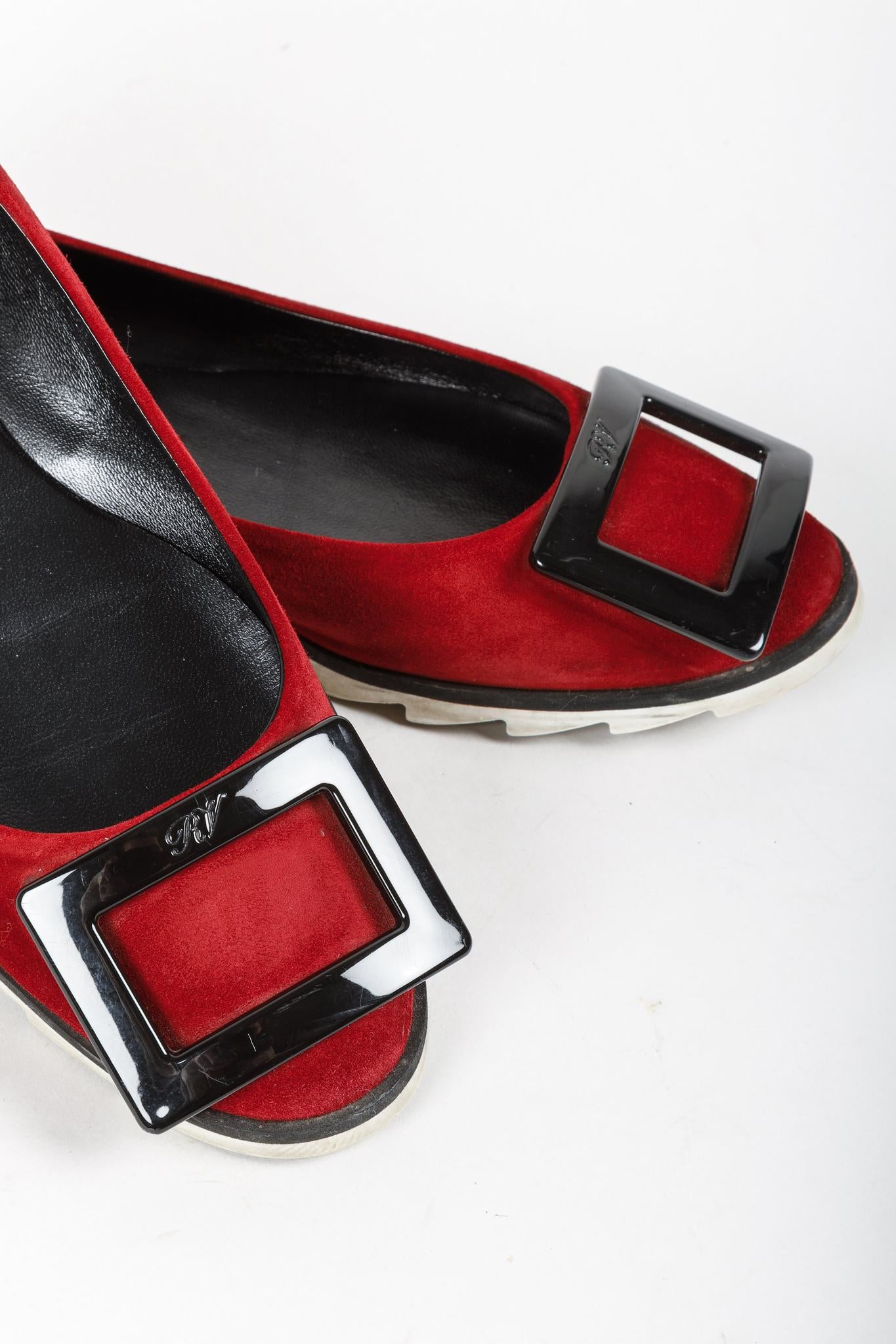 Roger Vivier Viv Gommette Red Suede Flats