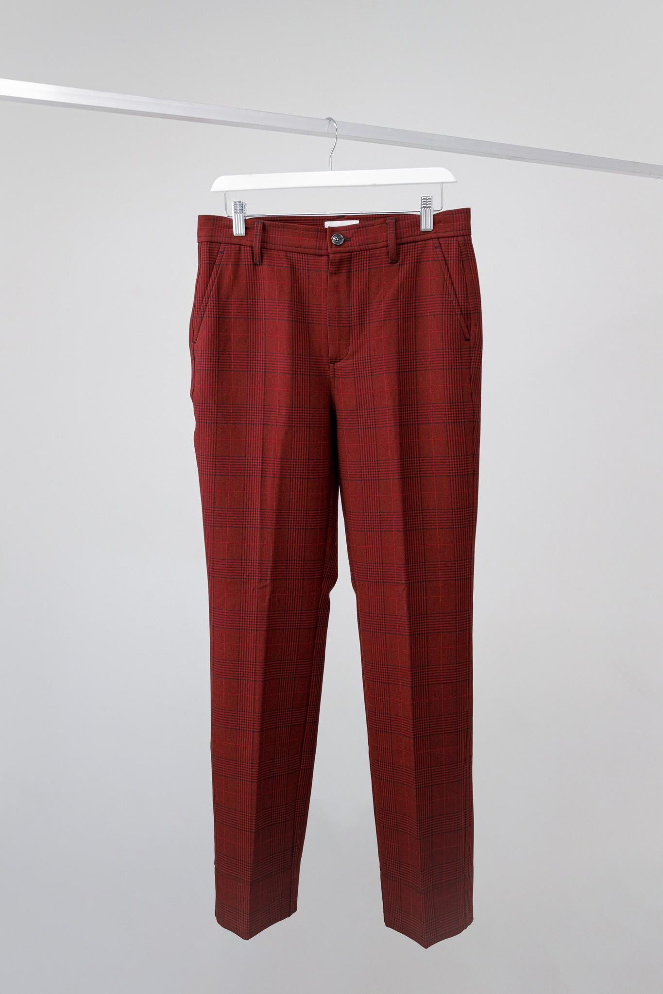 Ganni Red Check Suit Trousers