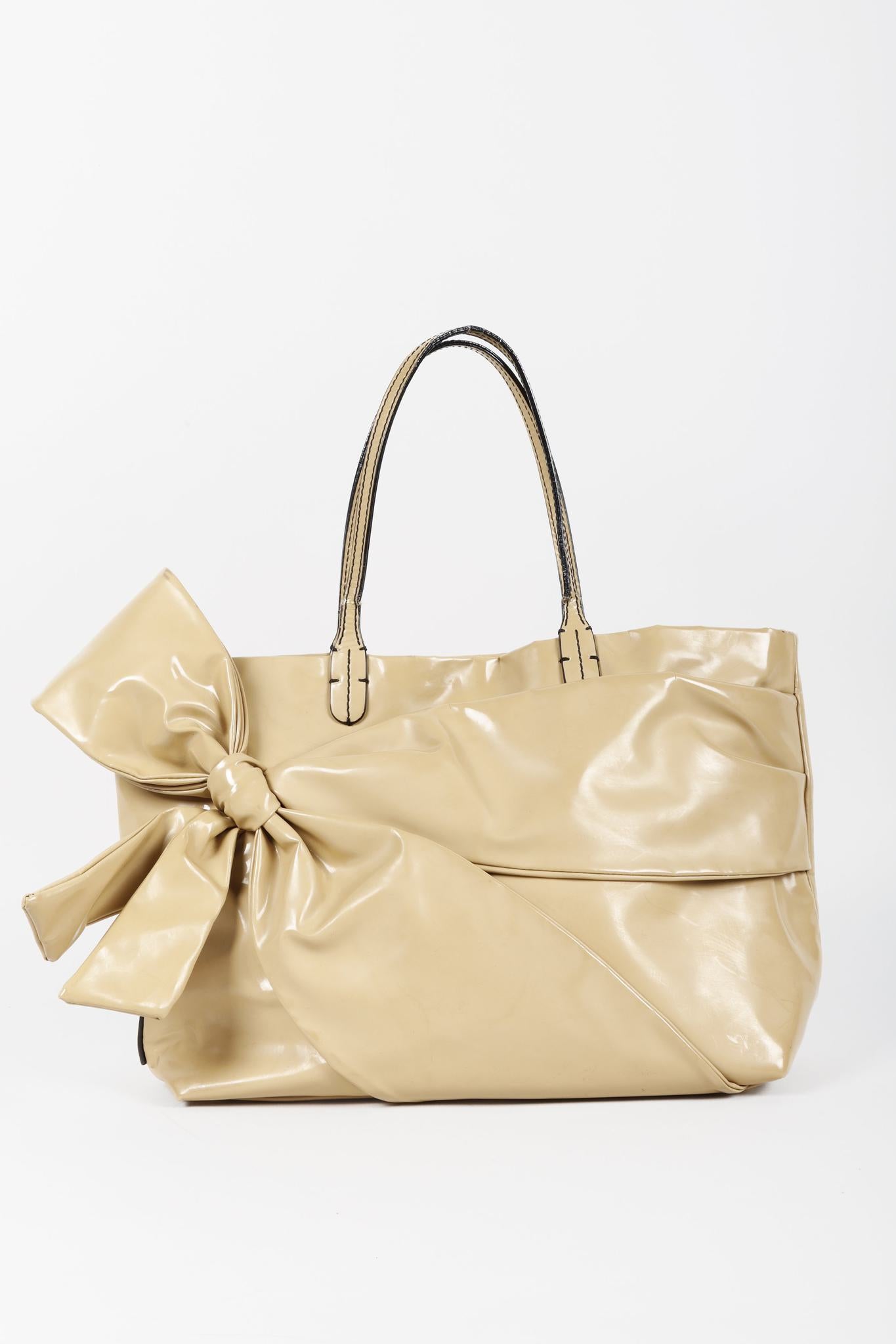 Valentino Nude Patent Leather Bow Tote