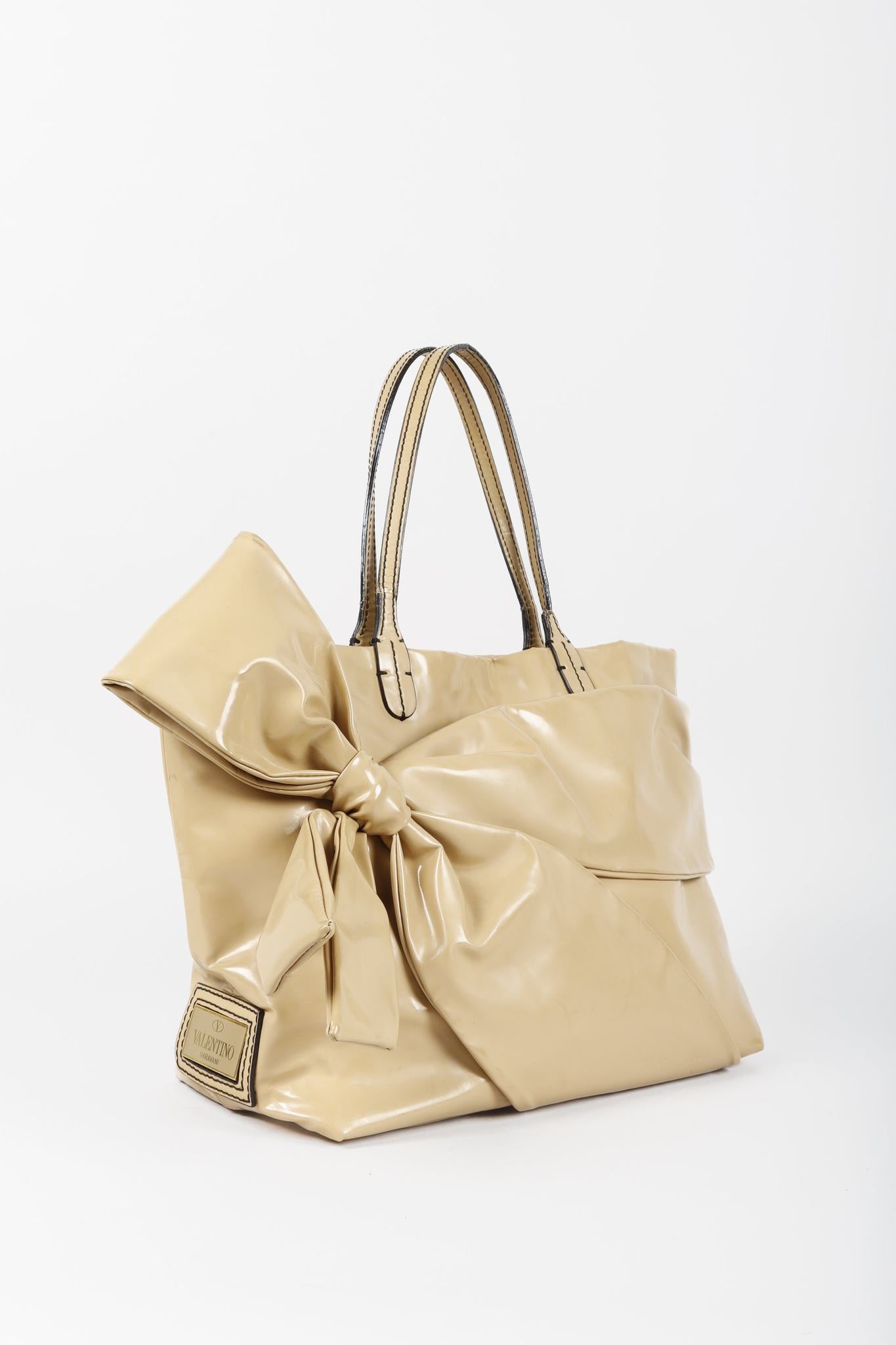 Valentino Nude Patent Leather Bow Tote