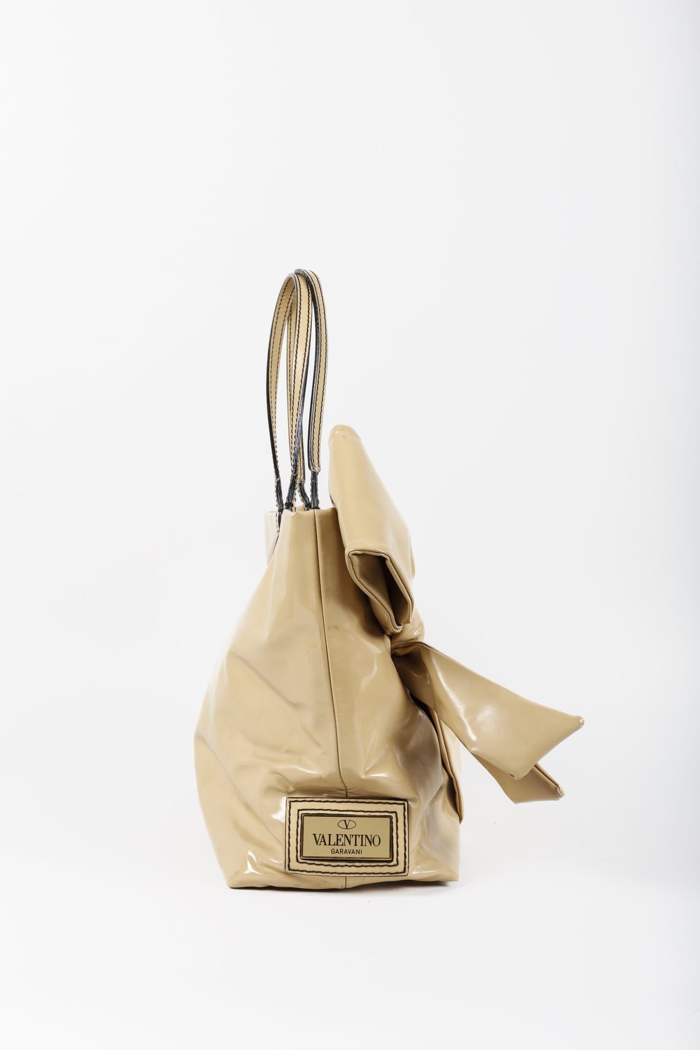 Valentino Nude Patent Leather Bow Tote