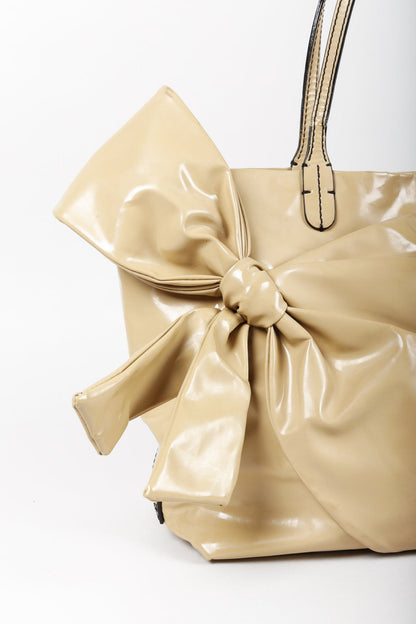 Valentino Nude Patent Leather Bow Tote