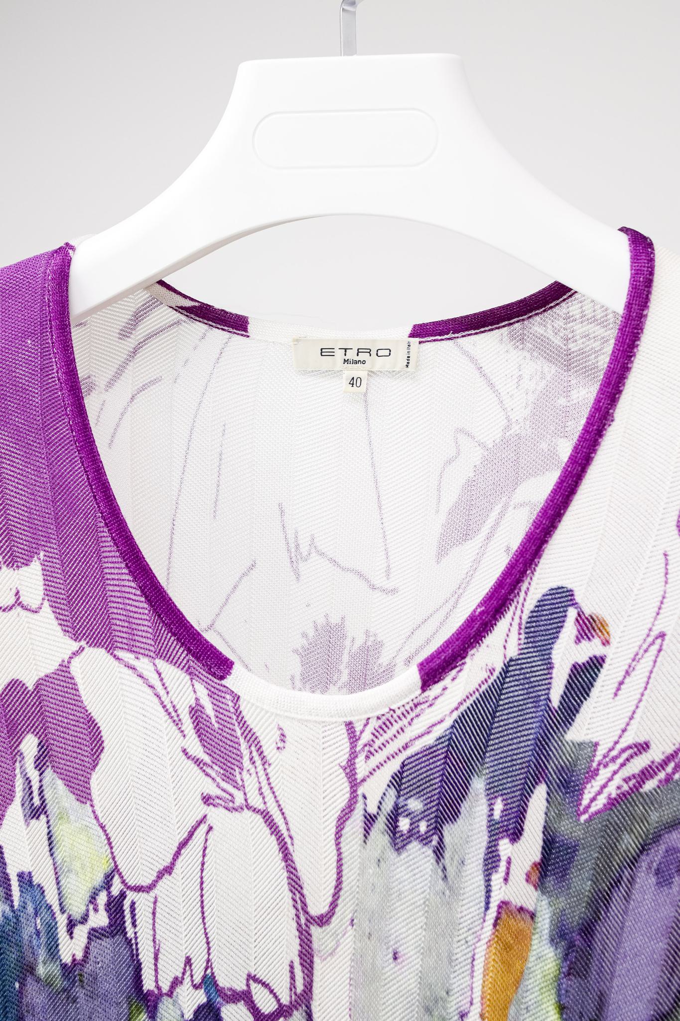 Etro Abstract Purple Knit Tunic Blouse