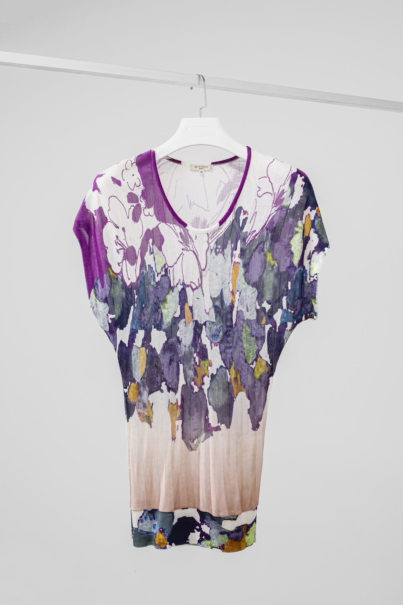 Etro Abstract Purple Knit Tunic Blouse