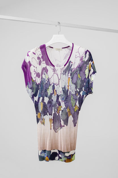 Etro Abstract Purple Knit Tunic Blouse