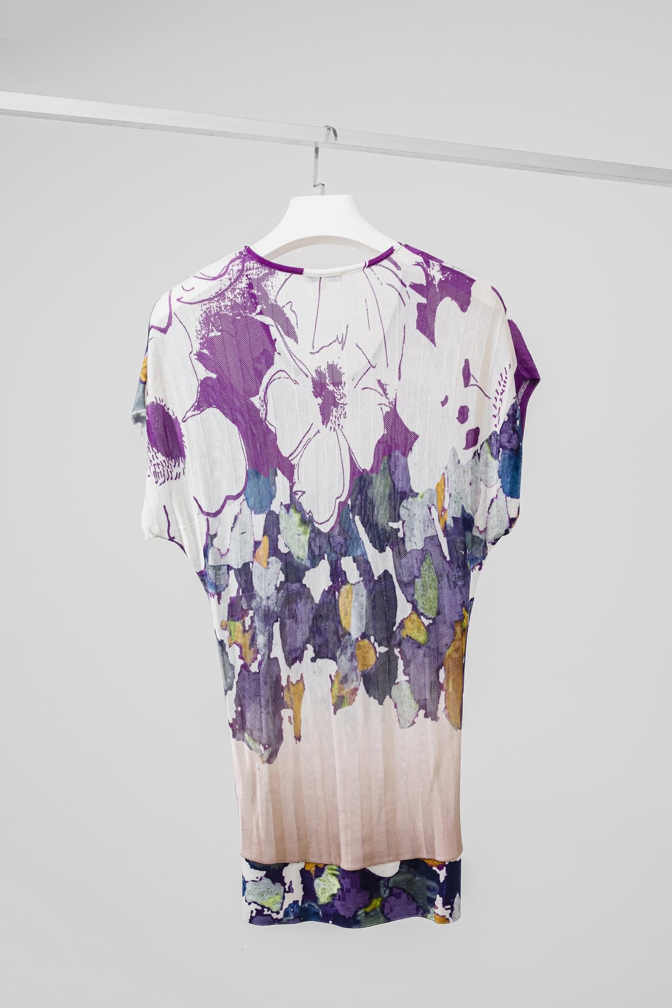 Etro Abstract Purple Knit Tunic Blouse