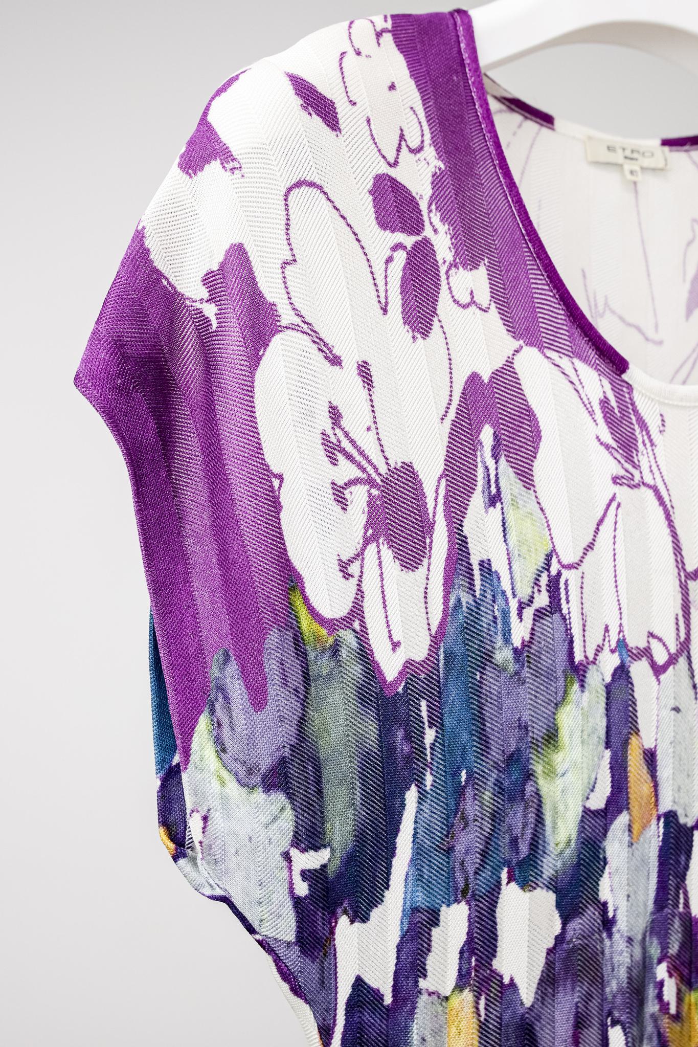 Etro Abstract Purple Knit Tunic Blouse