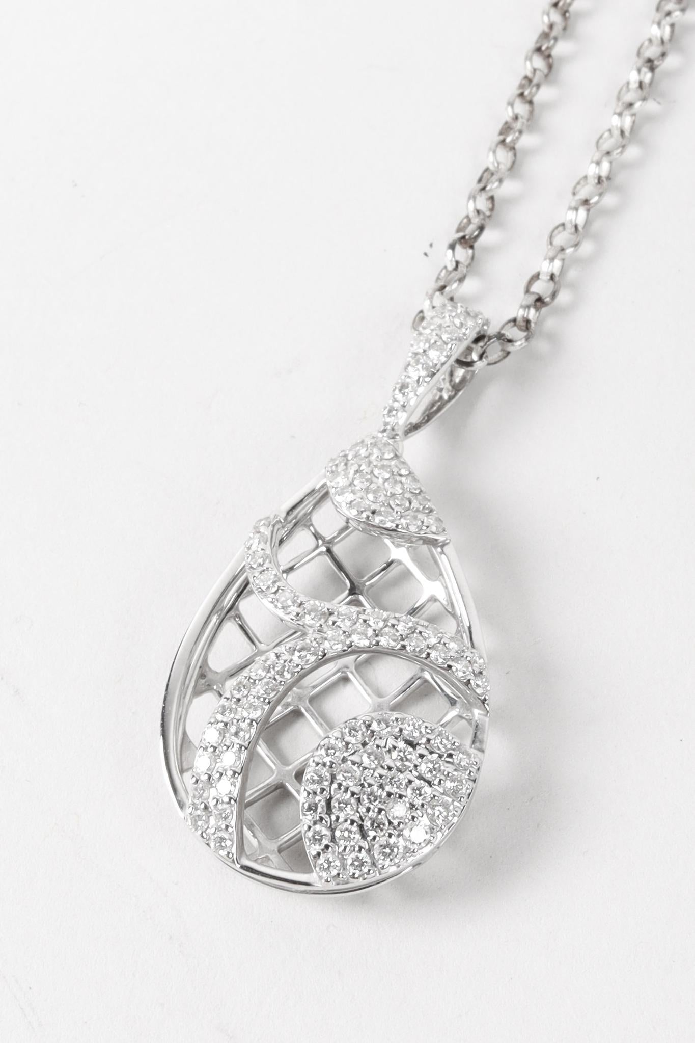 Peter Storm 18K White Gold Diamond Melee Teardrop Pendant