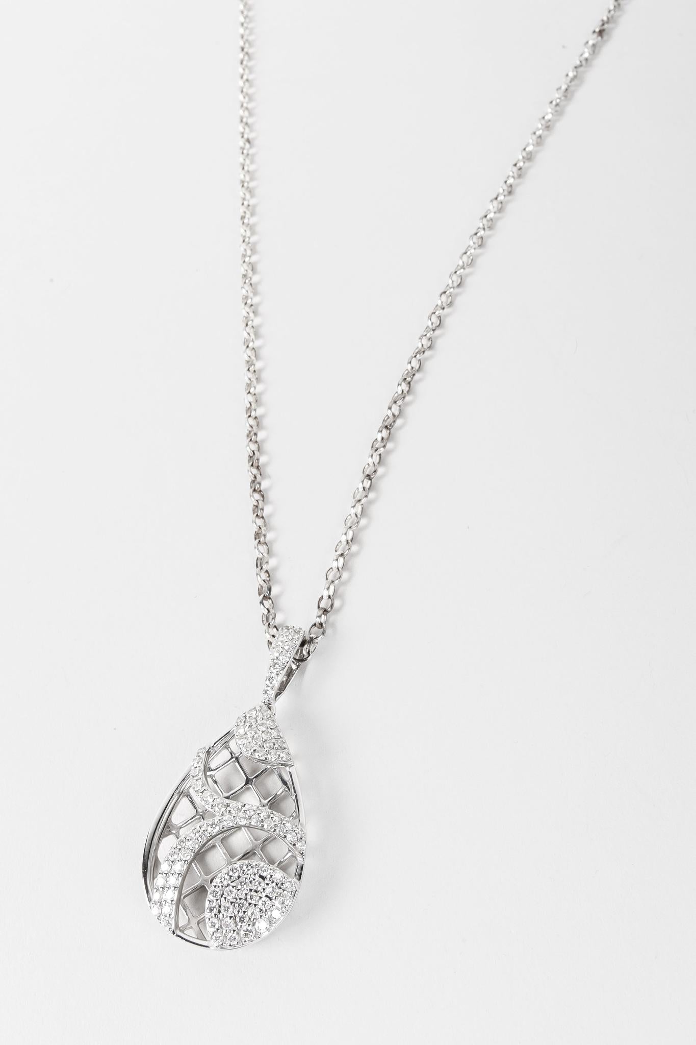 Peter Storm 18K White Gold Diamond Melee Teardrop Pendant