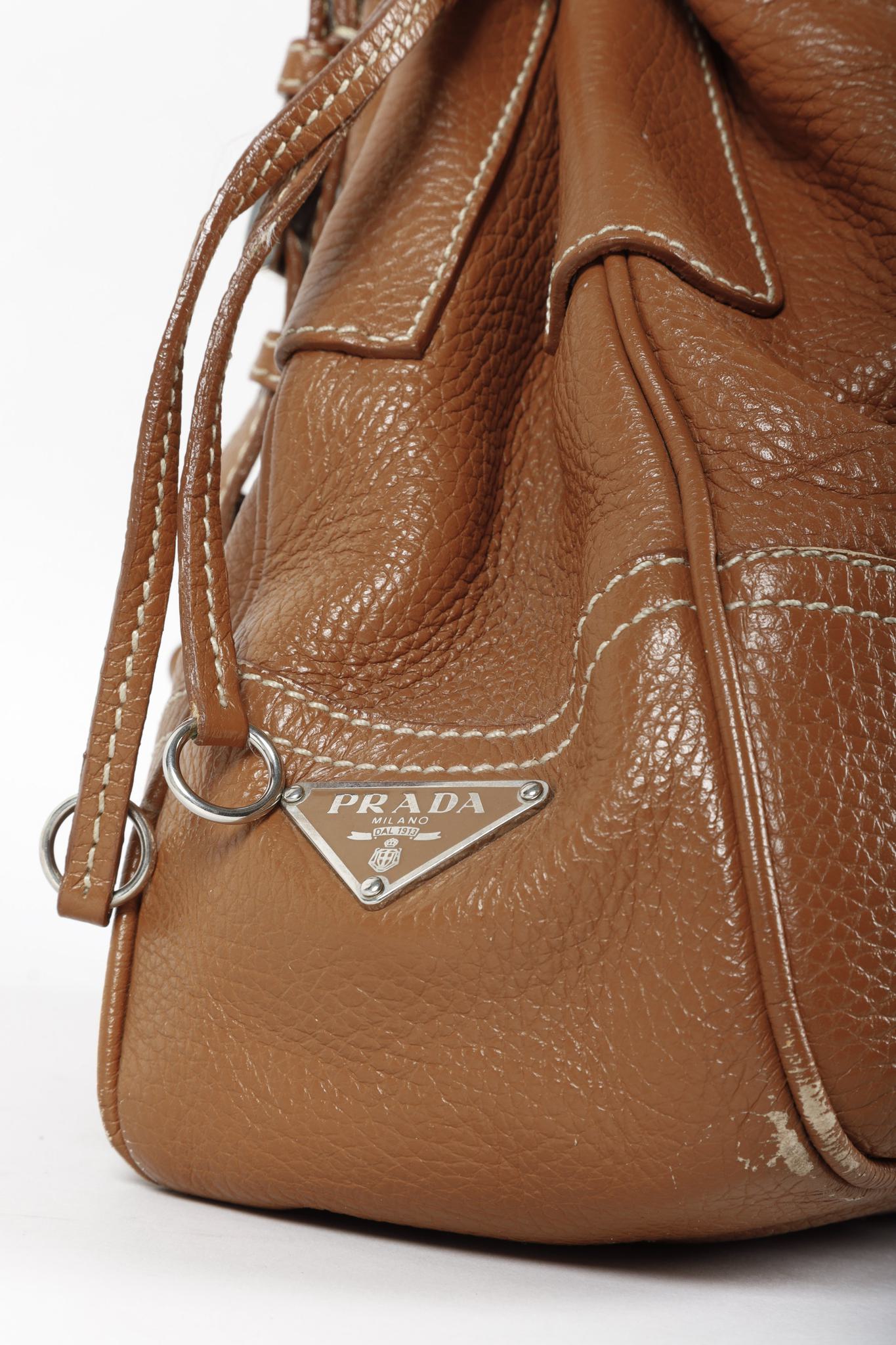 Prada Leather Buckle Hobo Bag