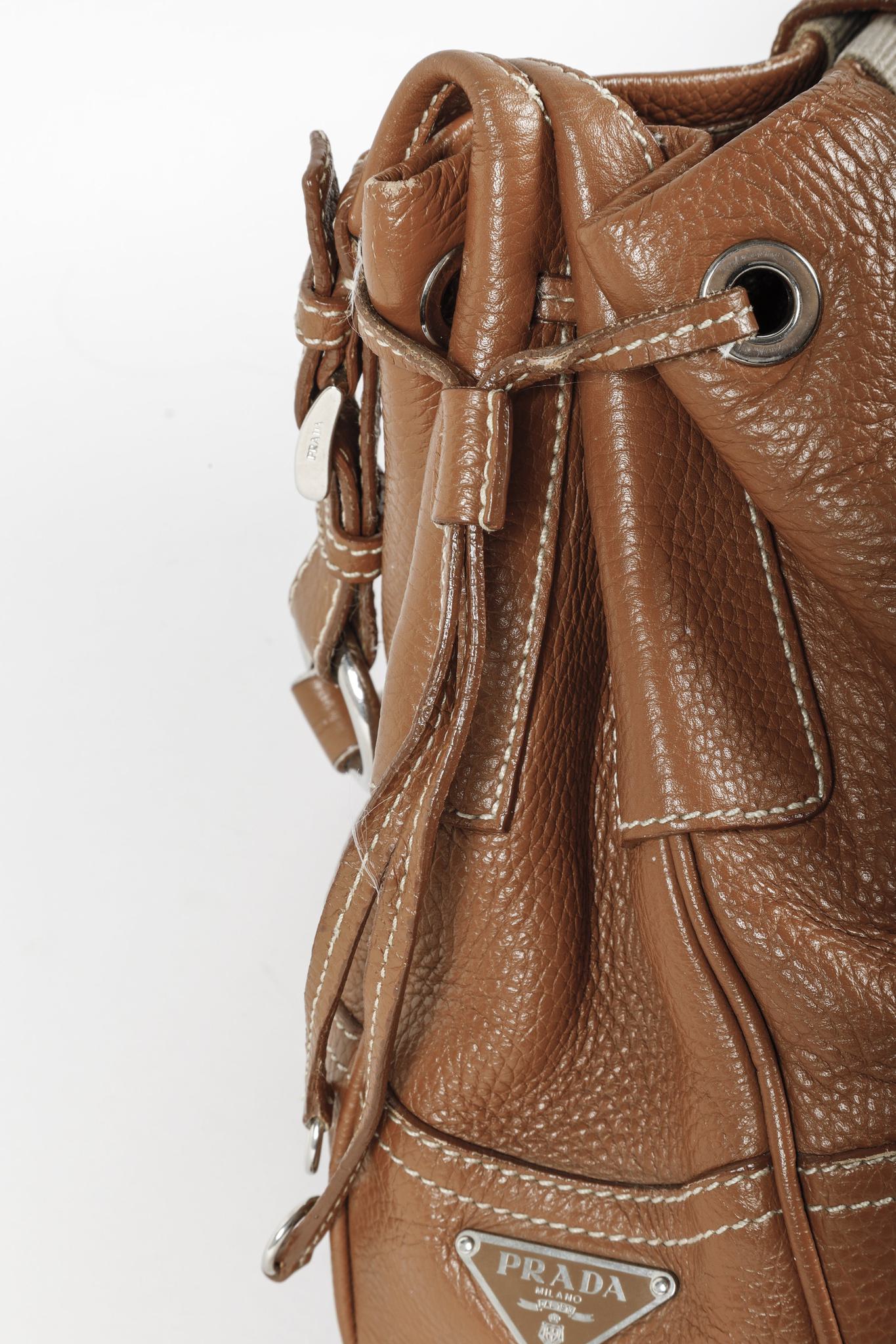 Prada Leather Buckle Hobo Bag