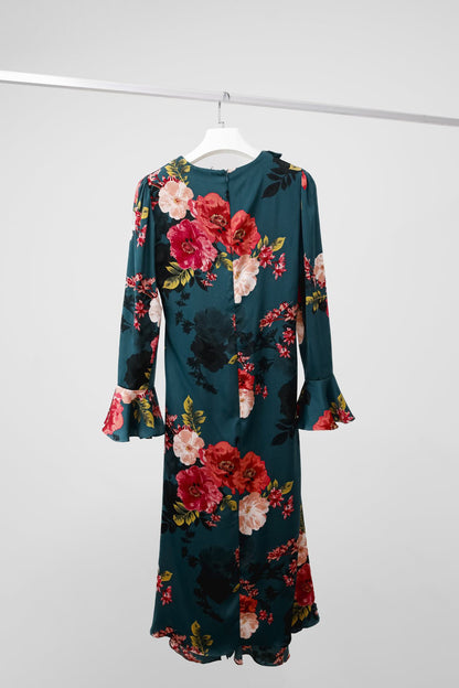 Misa Los Angeles Emerald Floral Midi Dress