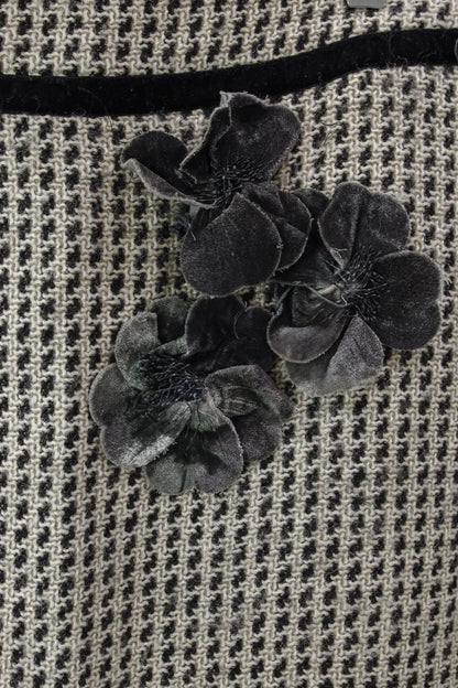Moschino Floral Appliqué Tweed Chain Hem Skirt