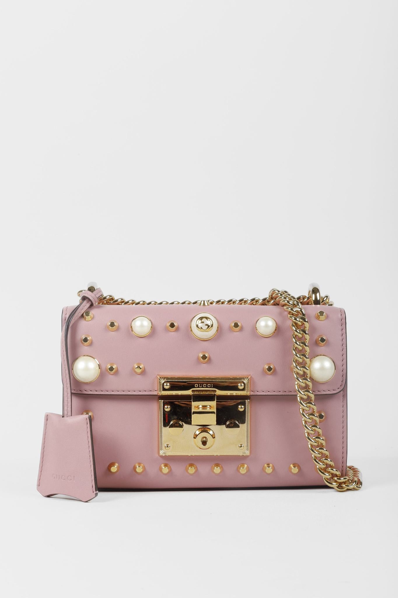 Gucci Pink Pearl Studded Padlock Bag