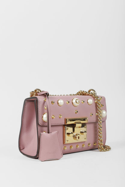 Gucci Pink Pearl Studded Padlock Bag