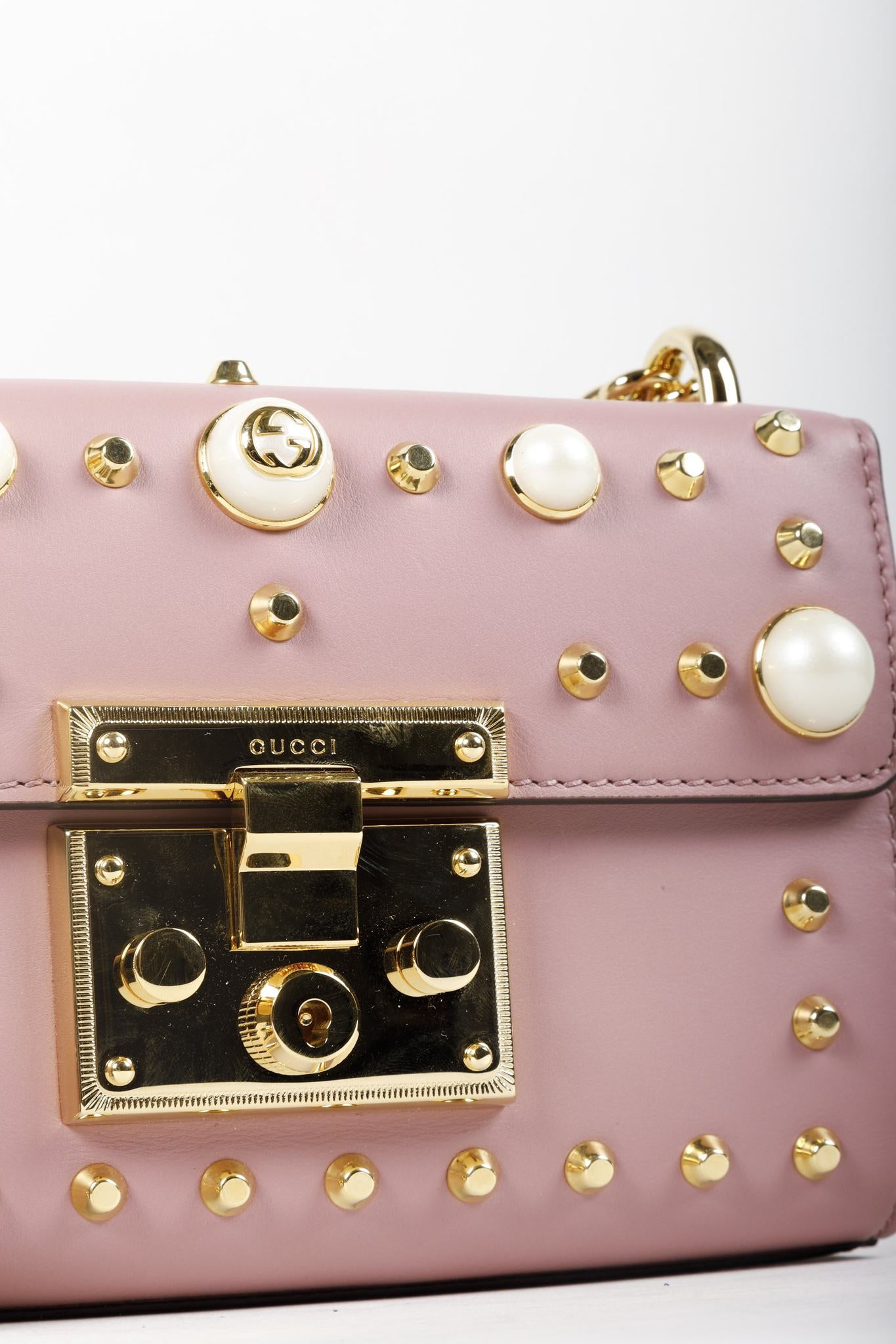 Gucci Pink Pearl Studded Padlock Bag