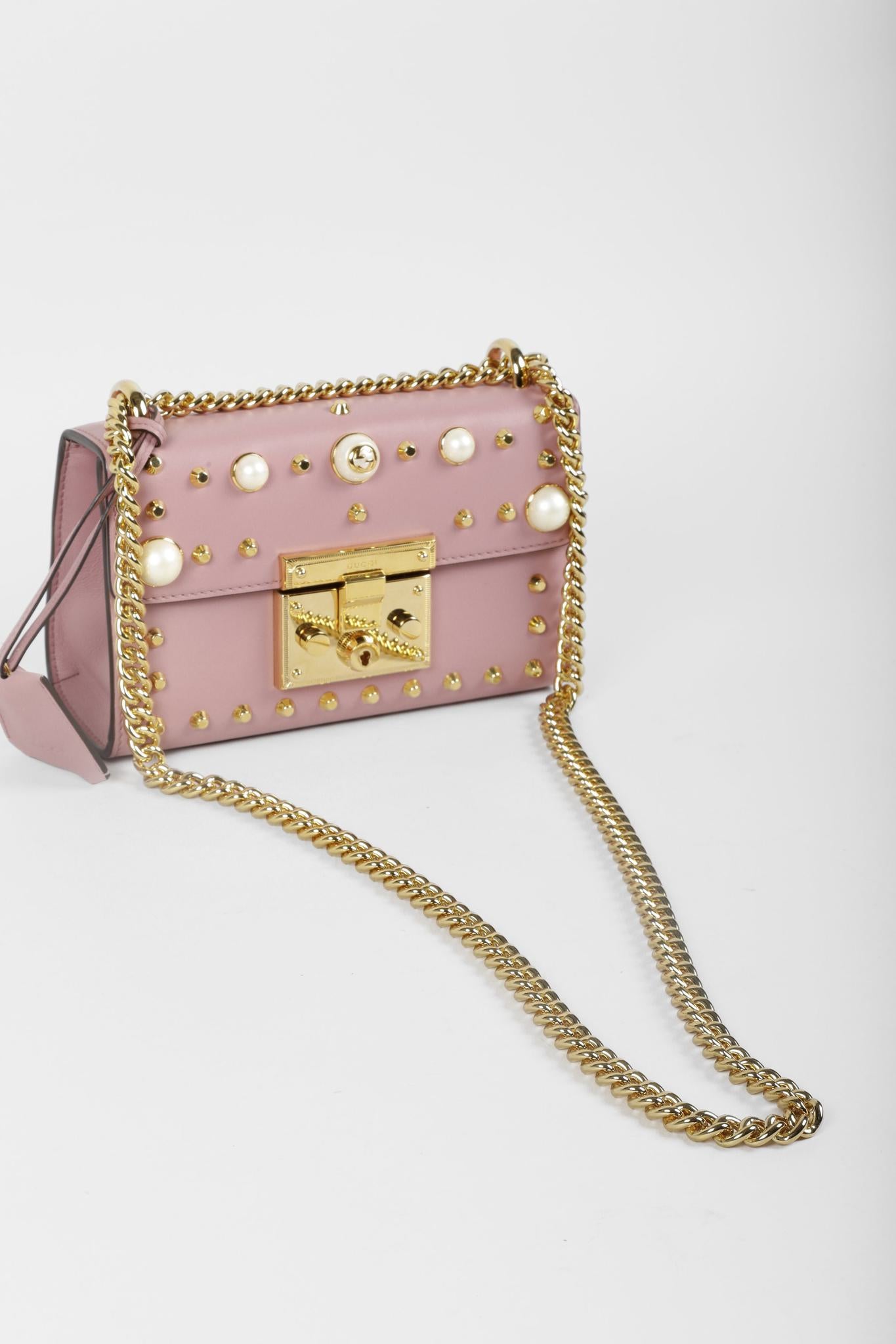 Gucci Pink Pearl Studded Padlock Bag