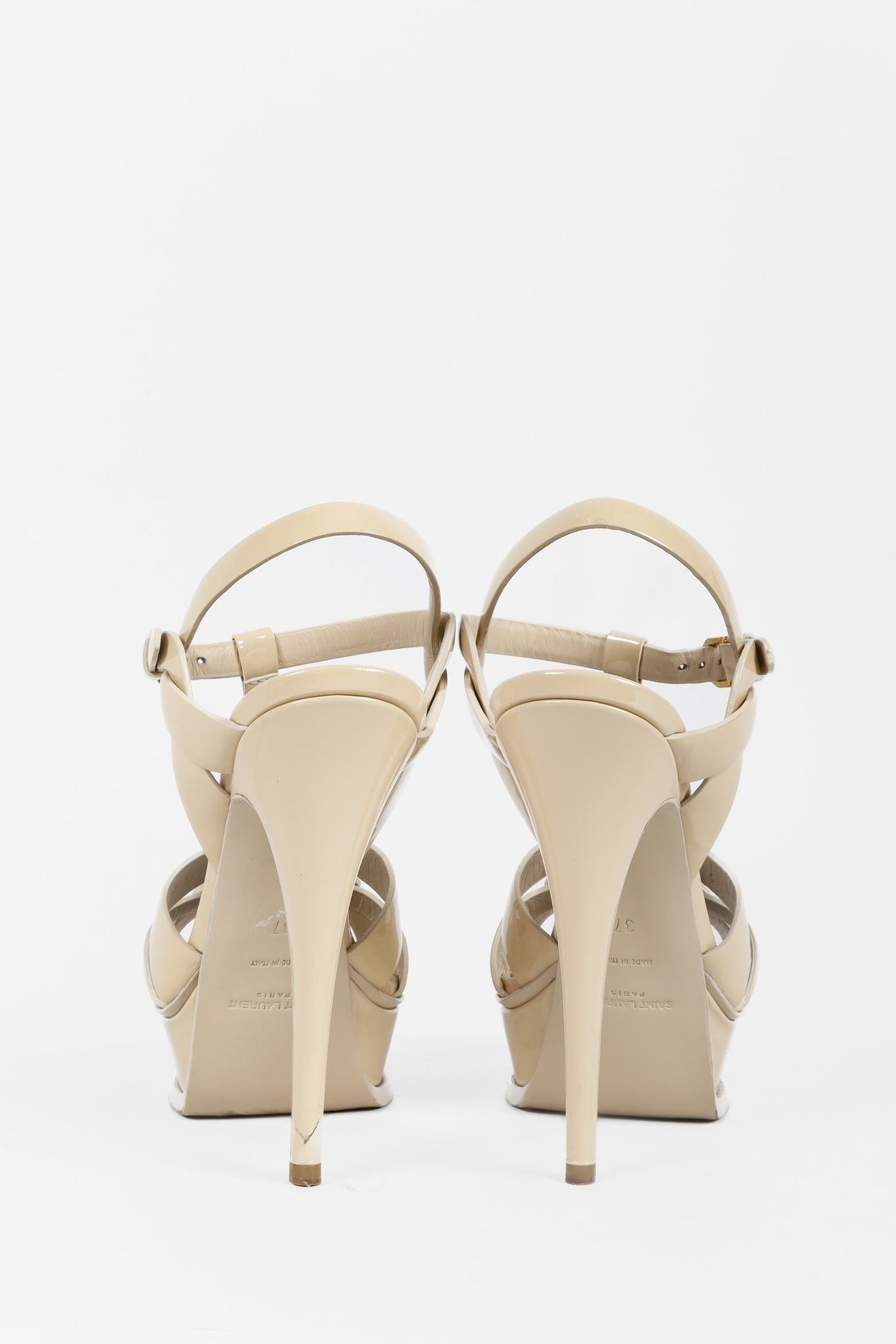 Saint Laurent Nude Patent Leather Tribute 105 Platform Sandal