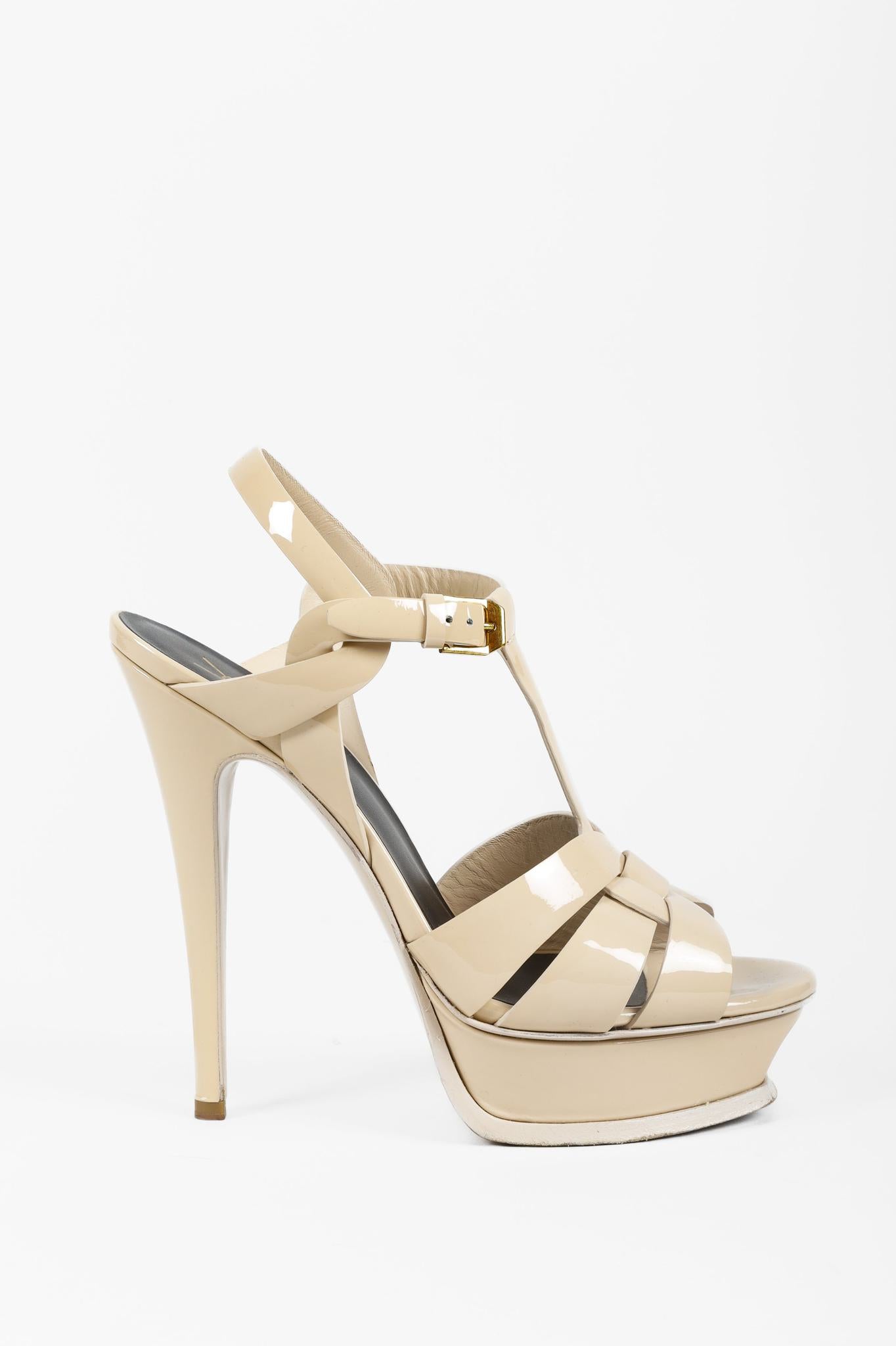 Saint Laurent Nude Patent Leather Tribute 105 Platform Sandal