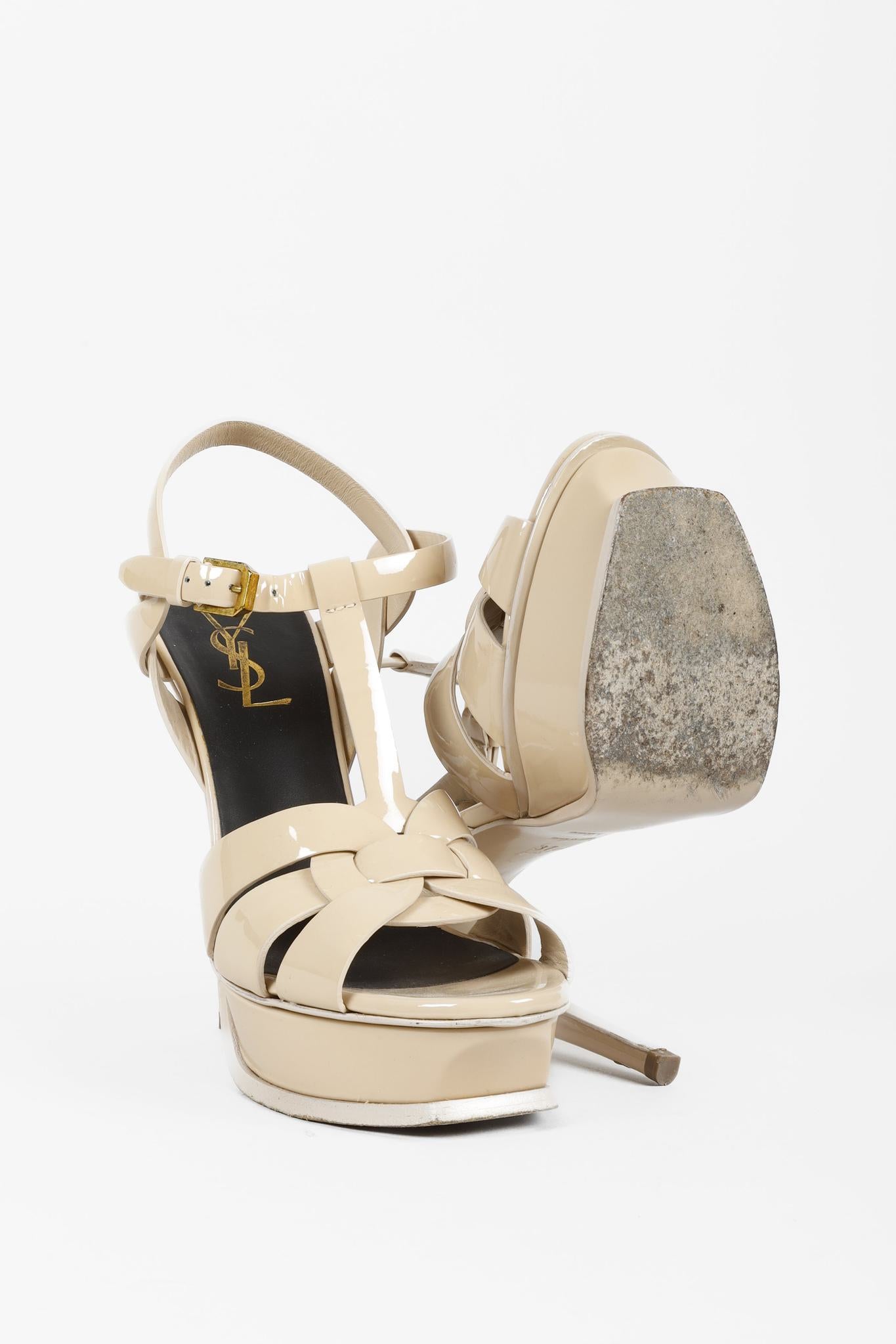 Saint Laurent Nude Patent Leather Tribute 105 Platform Sandal