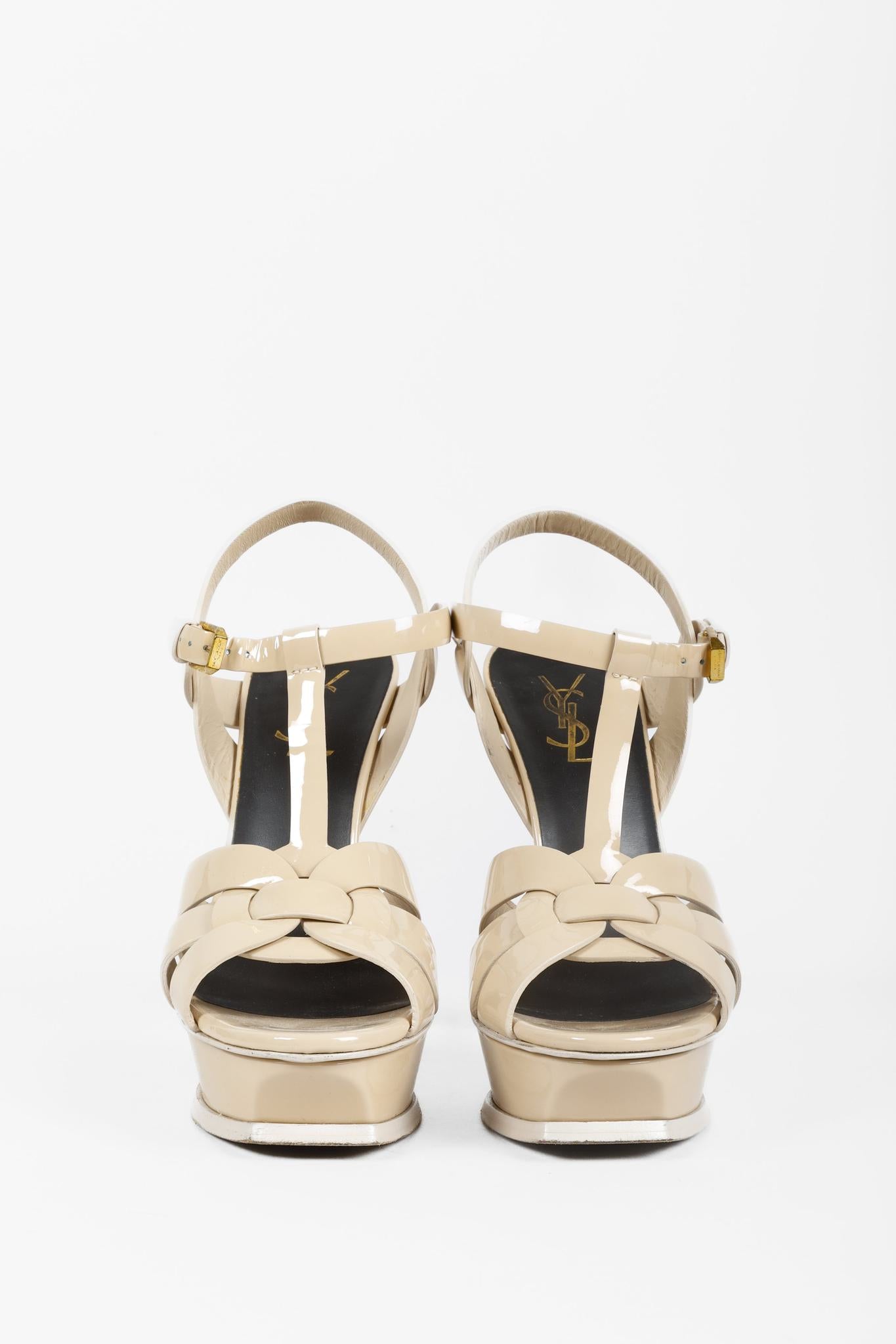 Saint Laurent Nude Patent Leather Tribute 105 Platform Sandal