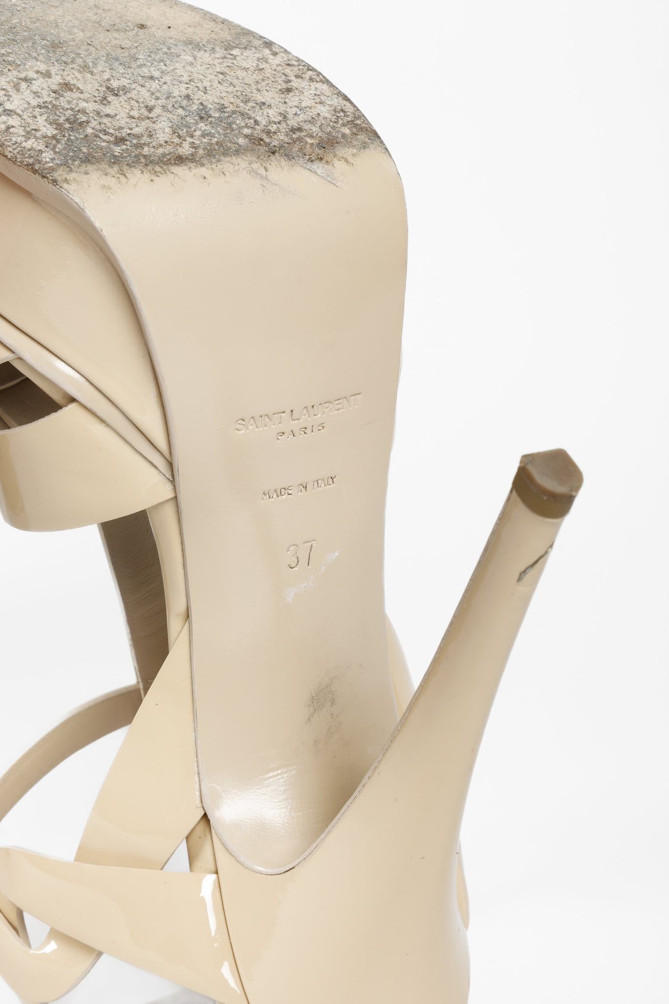 Saint Laurent Nude Patent Leather Tribute 105 Platform Sandal