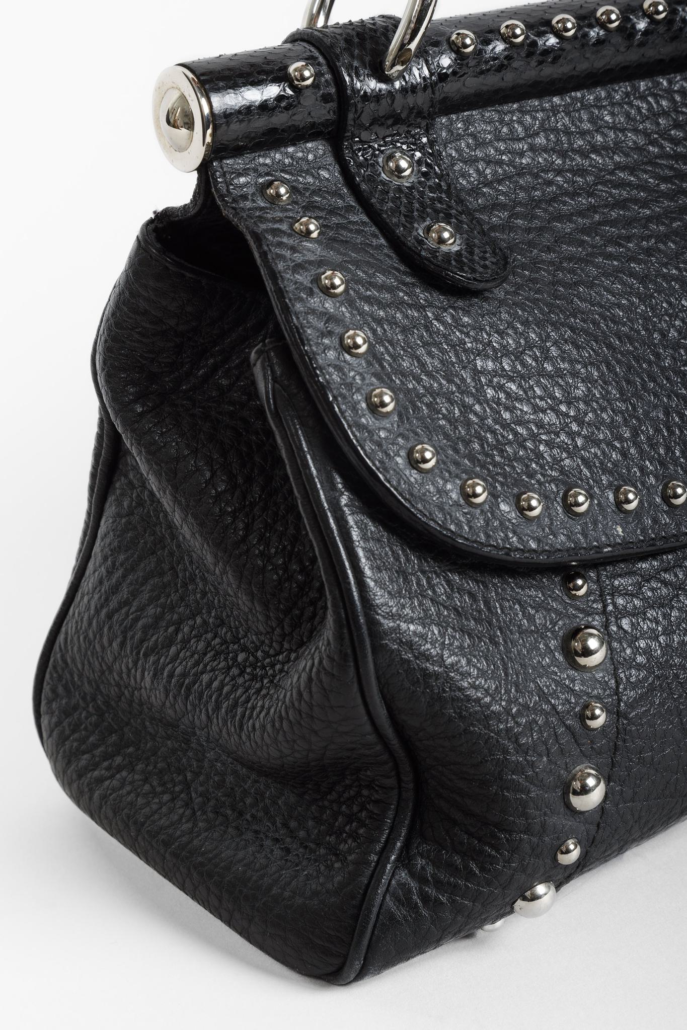 Dolce & Gabbana Ring Flap Studded Baguette Black Shoulder Bag