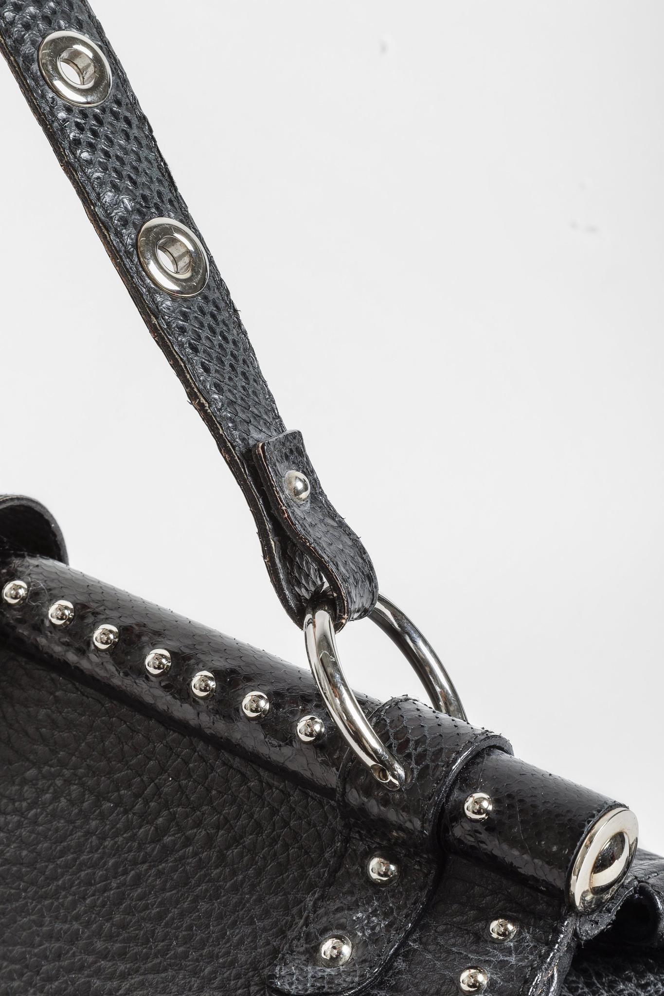 Dolce & Gabbana Ring Flap Studded Baguette Black Shoulder Bag