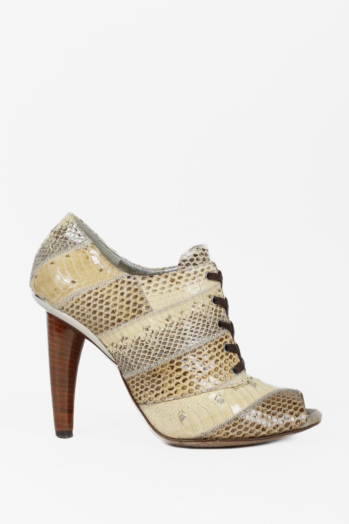 Dolce & Gabbana Alligator Peep-Toe Lace-Ups
