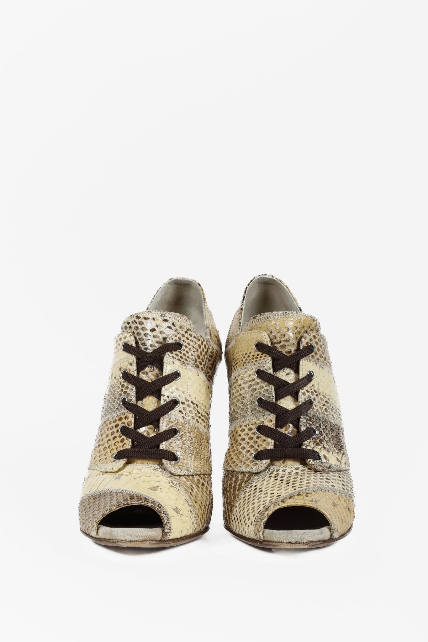 Dolce & Gabbana Alligator Peep-Toe Lace-Ups
