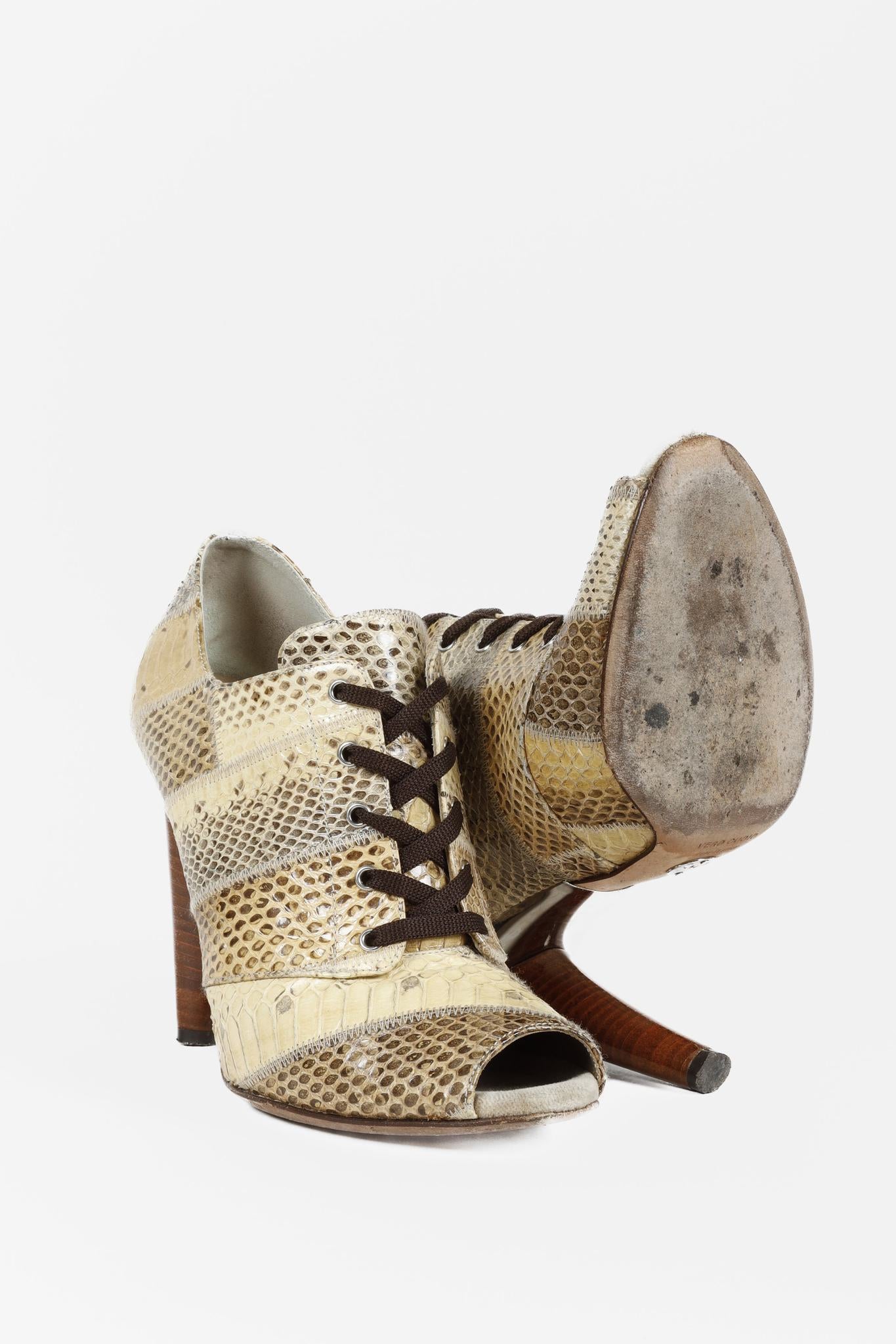 Dolce & Gabbana Alligator Peep-Toe Lace-Ups