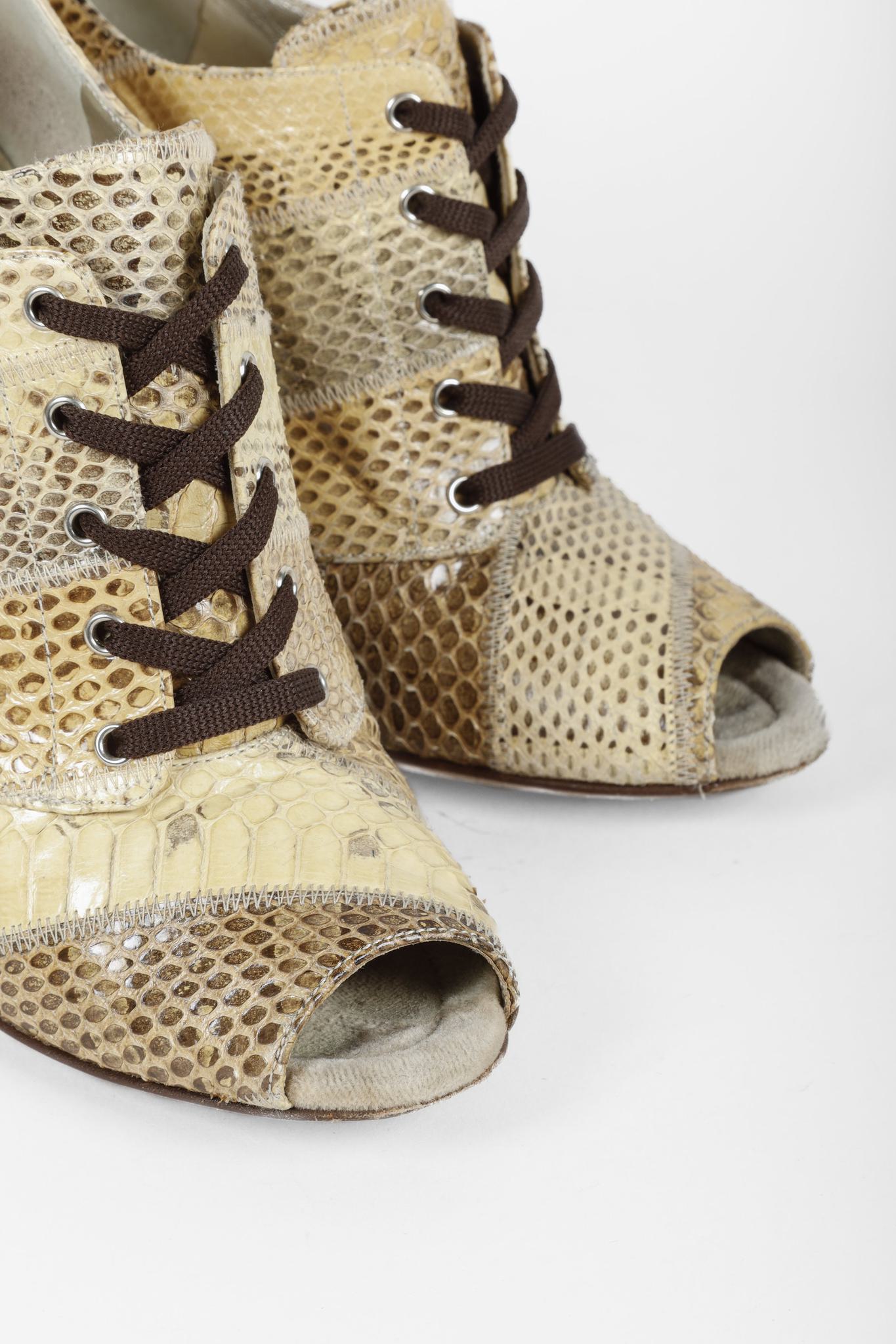 Dolce & Gabbana Alligator Peep-Toe Lace-Ups