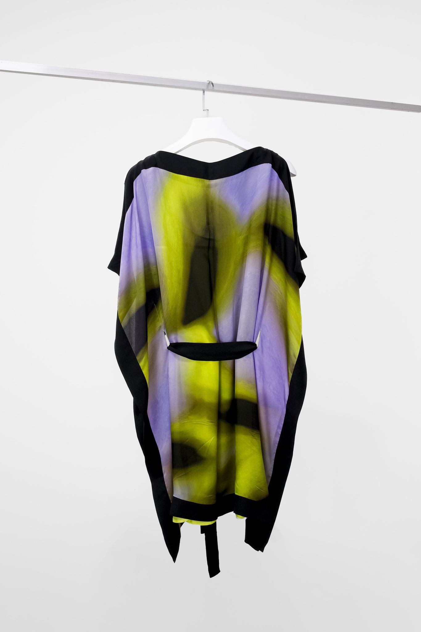 Escada Abstract Printed Chiffon Kaftan Dress