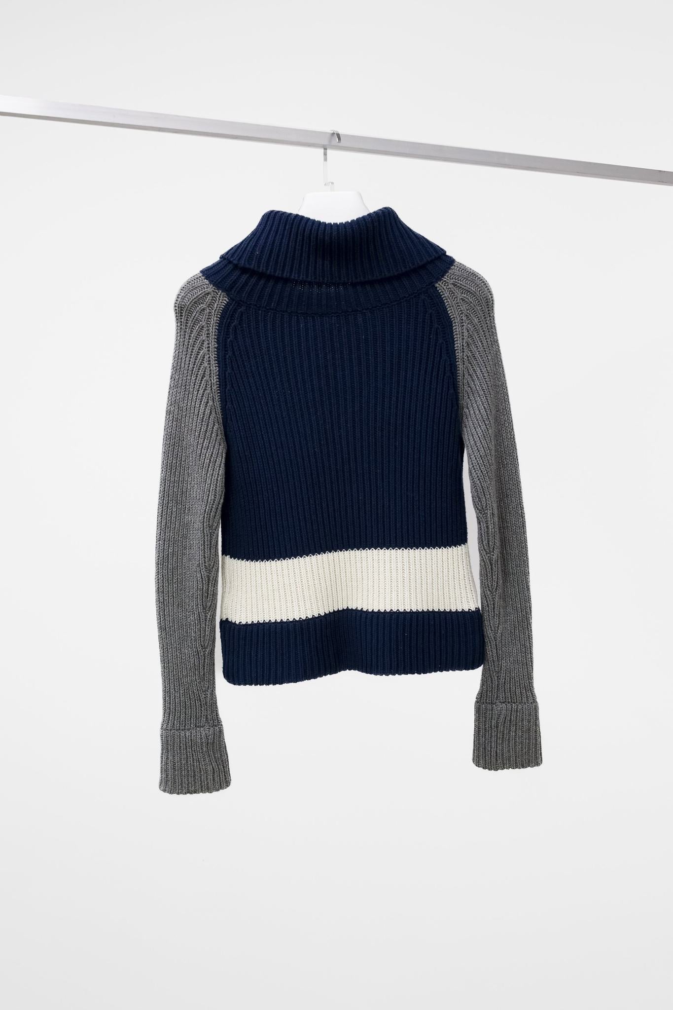 Jil Sander Cropped Knit Colour Block Turtleneck